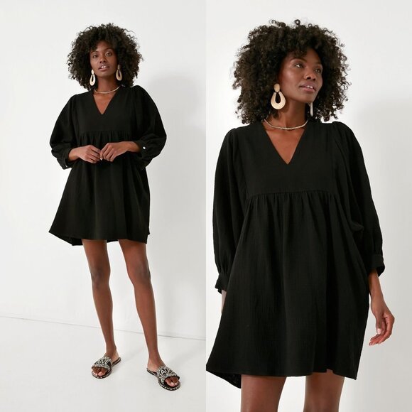 Pomander Place Dresses & Skirts - Pomander Place NEW Black Gauze Millie Swing Casual Relaxed Fit Mini Dress Size M